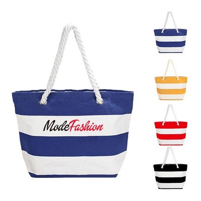 Large Striped Canvas Boat Tote