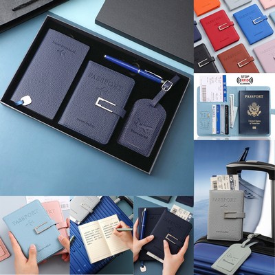 Passport Holder Notebook Luggage Tag Set With Box