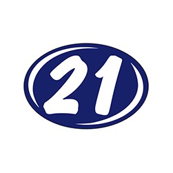 21 White/Blue Smaller Oval Year Vinyl Sticker