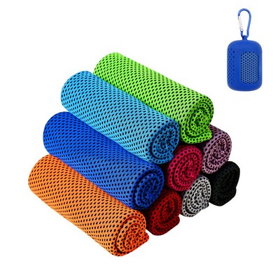 Microfiber Cooling Towel Silicone Case Portable Carry