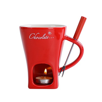 Personal Ceramic Fondue Mug Set with Fork
