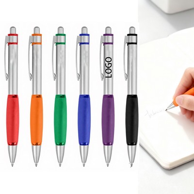 Silver Barrel Retractable Metal Pen