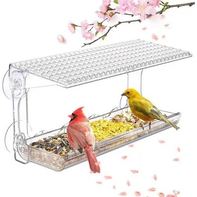 Window-Mounted Clear Bird Feeder with Suction Attachment