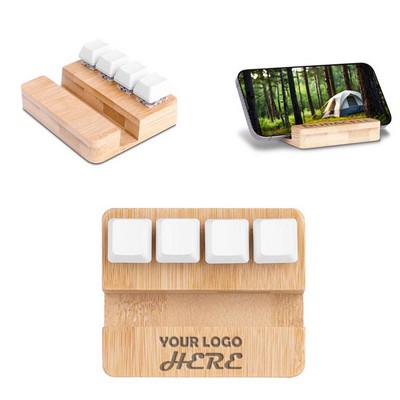 Bamboo Keypad Stress Reliever With Phone Stand