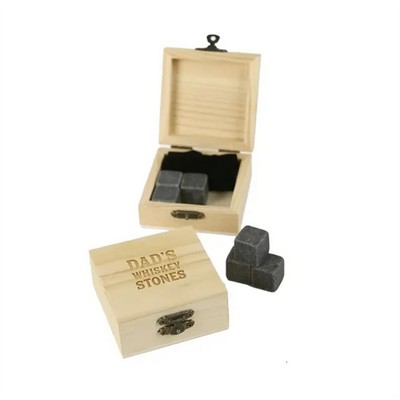 Set Of 6 Wooden Gift Boxed Wine Stone