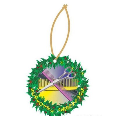 Beautician Combo Promotional Wreath Ornament w/ Black Back (6 Square Inch)