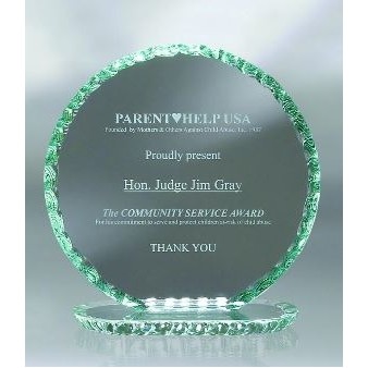 Medium Corona Pearl Edge Jade Glass Award