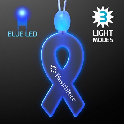 Imprinted Ribbon Acrylic Necklaces with Blue LED - PRINTED