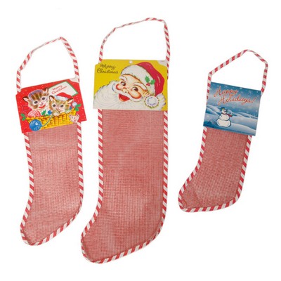 Kitten Header for Empty Red Mesh Stockings size 12" and 14"