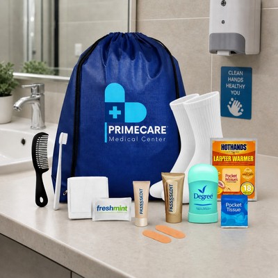 Essential Care Kit w/Custom Logo Drawstring Bag