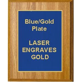 Oak Plaque 10-1/2" x 13" - Blue/Gold 8-1/2" x 11" Plate