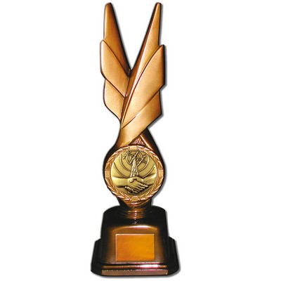 Stock Phoenix 12" Trophy with 2" Handshake Coin and Engraving Plate