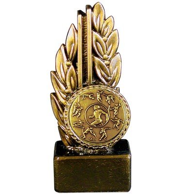 Stock 7" Laurel Trophy With 2" Track & Field Male Coin and Engraving Plate