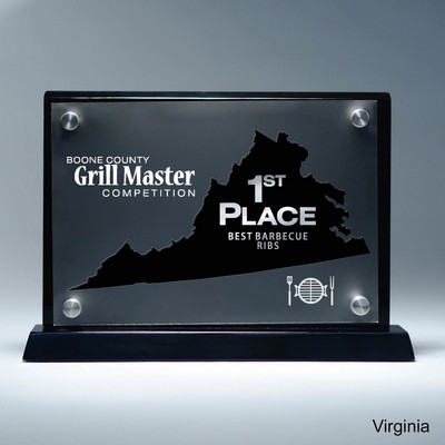 Frosted Lucite VA State Cutout on Risers Award