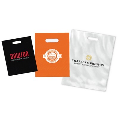 Large Die Cut Handle Colored Plastic Bags (1 Color Imprint)