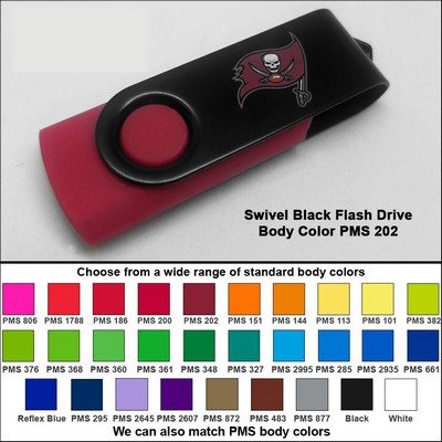 Swivel Black Flash Drive - 8 GB Memory - Body PMS 202