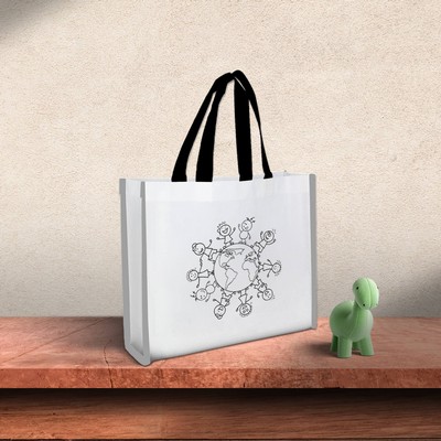 Reflective-Accented Colorable Tote with 6-Pack Crayons