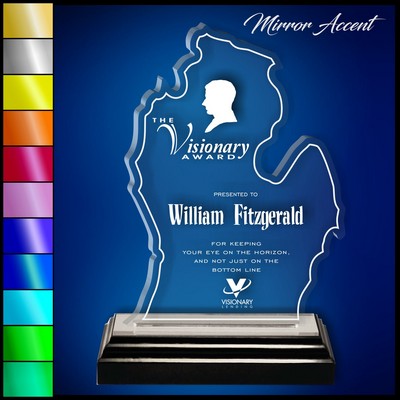 10" Lower Michigan Clear Acrylic Award with Mirror Accent