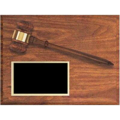 9" x 12" Walnut Finish Gavel Plaque