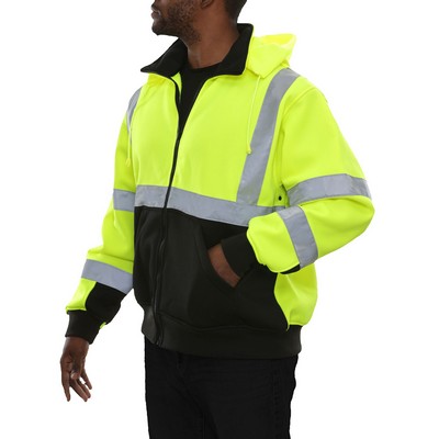 Reflective Apparel™ 2-Tone Front Zipper Closure Hooded Sweatshirt w/Detachable Hood