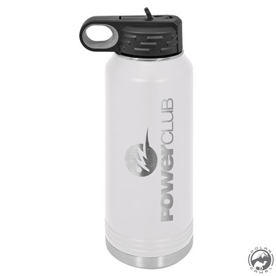 Powder Coated White Travel Water Bottle Includes Straw