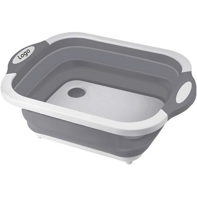 Kitchen Camping Collapsible Dish Tub Folding Cutting Board Fruit Vegetable Washing Basket