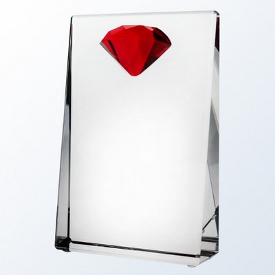 Red Diamond Wedge Crystal Award, 6"H