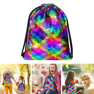 13.7 x 17.7" Mermaid Sequin Drawstring Bag