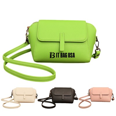 Genuine Leather Flap Crossbody Bag