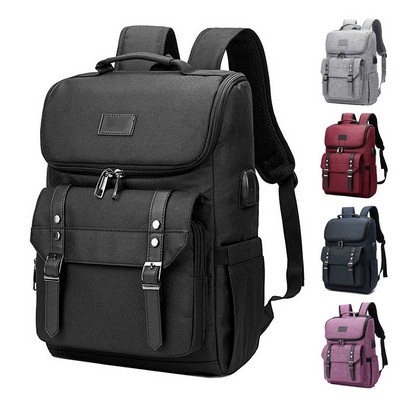 Waterproof Oxford Travel Laptop Backpack w/ USB Port