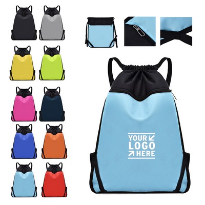 Sport Zipper Drawstring Backpack