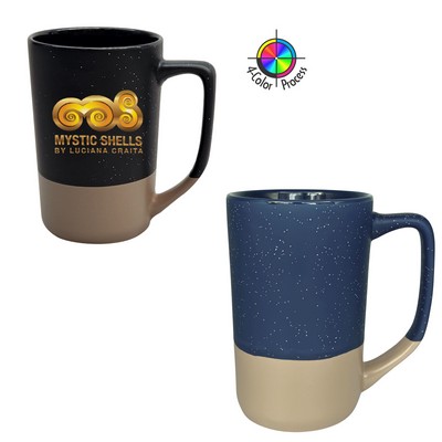 16 Oz. Tall Phoenix Cafe Mug - Satin Speckled Midnight Blue & Gray Base, Dishwasher Safe Full Color