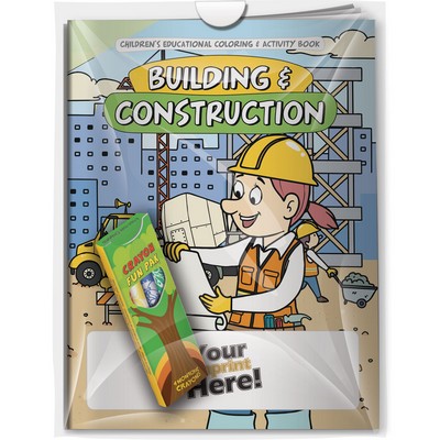 Combo Pack - "Building & Contruction" Coloring Book & 4-Pack of Crayon in a Poly Bag