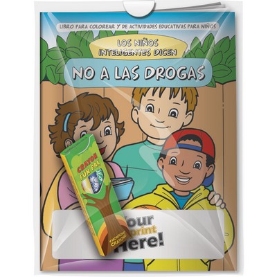 Combo Pack - "Smart Kids Say NO to Drugs! (Spanish)" Coloring Book & 4-Pack of Crayon (Imprinted)
