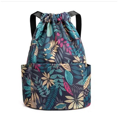 Printed Drawstring Backpack Bag