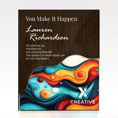 Plaque Wave Puzzle - Customizable Acrylic Wood Award 7x9