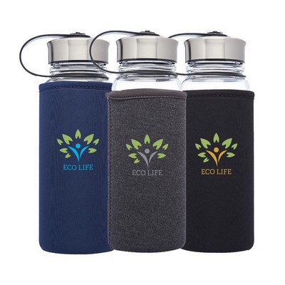 Kangaroo Glass Water Bottle - Neoprene Pouch Covering, 25