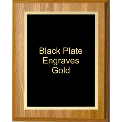 Oak Plaque 7" x 9" - Simplicity Plate Black/Gold 5" x 7" Plate