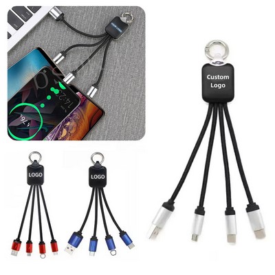 USB 4" 1 LED Light Charging Cable Keychain
