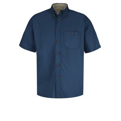 Red Kap Shirts - Men's Short Sleeve Cotton Contrast Dress Shirt
