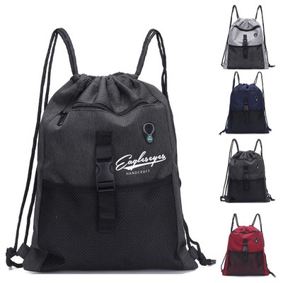 Multipurpose Outdoor Drawstring Backpack with USB Port & Headphone Hole