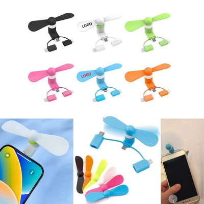 Custom Printing Phone Mini Fan 3in1