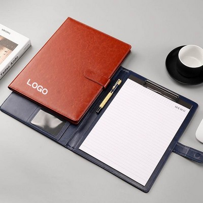 Executive Faux Leather Padfolio With Magnetic Clipboard