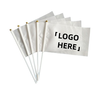 5.5" x 8.3" White Handheld Flag