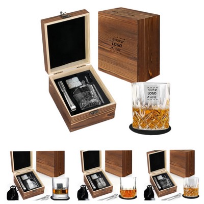 Whiskey Glass Gift Set w/ Wood Box