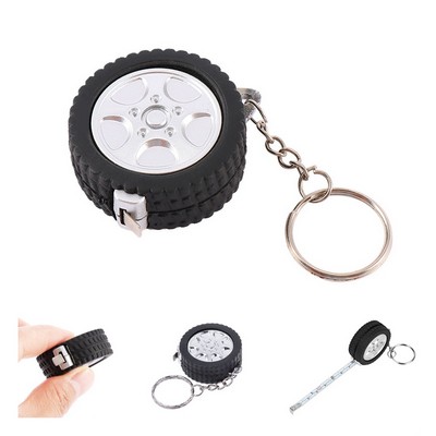 Retractable Tire Shape Measuring Tape Key Holder
