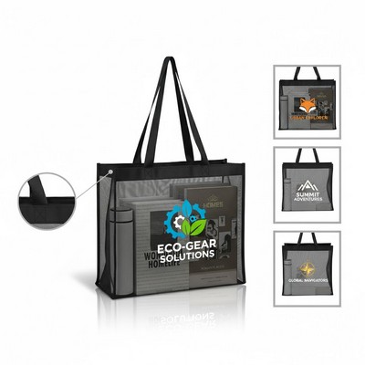 Durable Nylon Mesh Beach Tote with Trim