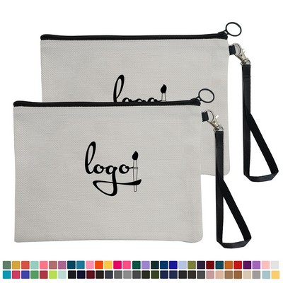 Premium Linen Makeup Bag With Zipper Closure