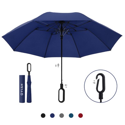 Press Open Foldable Umbrella With Carabiner Handle