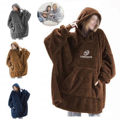 Blanket Hoodies Sweater Furry fluffy Sweatshirt Oversized Warm Fleece sherpa Blanket